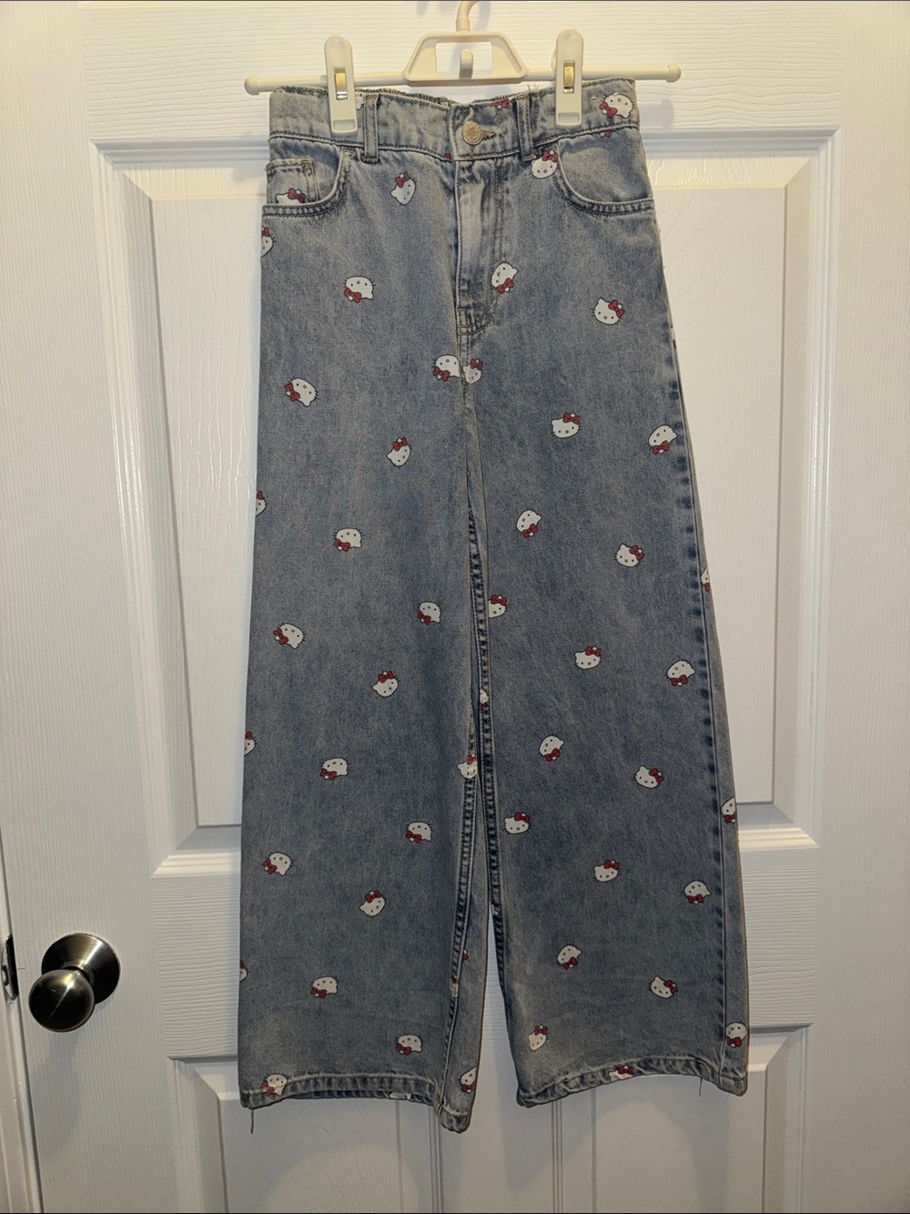 Hello Kitty Denim Wide-Leg Jeans with All-Over Character Print